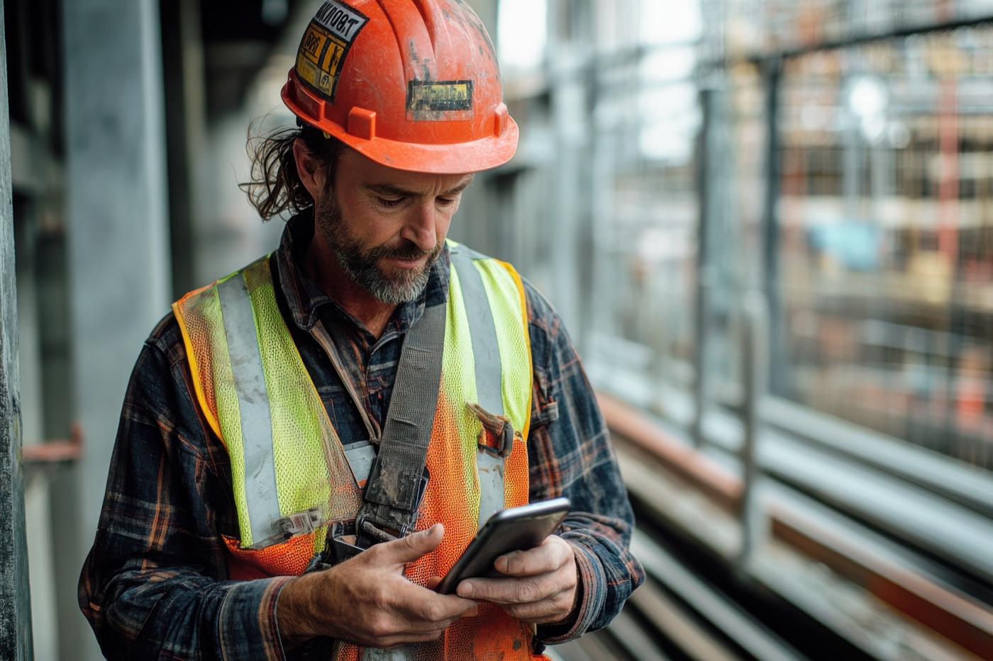 Handwerker auf der Baustelle, sucht online, aber findet sich nicht bei Google